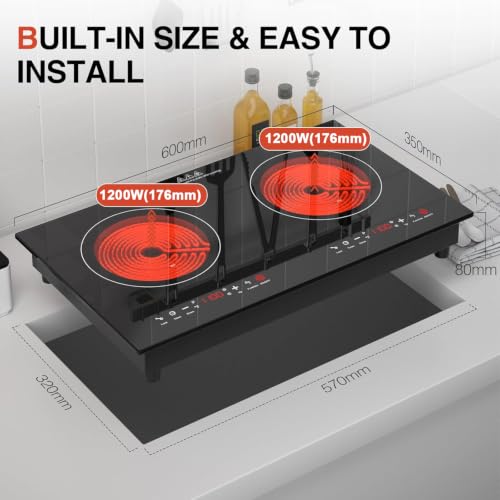 Electric Cooktop 2400W Electric Stove 2 Burner 24" Hot Plate Double Burner - color: 2 Burner Electric Cooktop