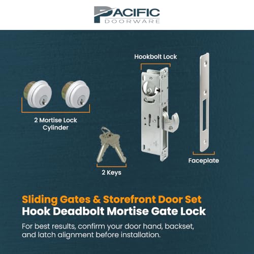 Keyed Hookbolt Set, Deadbolt, Double Keyed, Adams Rite, Aluminum 31/32" - color: Aluminum Silver, size: 31/32" Backset, style: Double Cylinder
