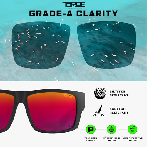 TOROE VALLEY Polarized z87+ Men Sunglasses - color: Matte Black | White Emblem | Fuze