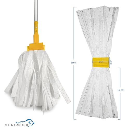 KLEEN HANDLER Mop Head Replacement 6-Pack Hydrophobic Industrial Mop for Oils and Spills – Heavy-Duty Industrial, Commercial, Janitorial Cleaning – Non-Woven Oil-Absorbent Material - style: 6 Pack