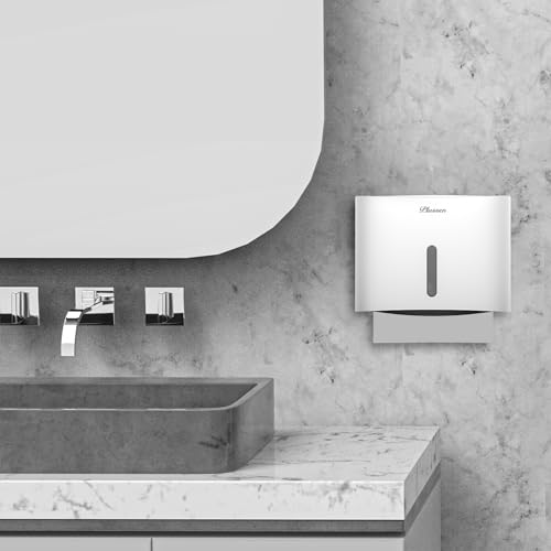 Paper Towel Dispenser Wall Mount, Adhesive No Drilling Multifold Trifold Cfold Commercial Hand Towel Dispenser,White-PN6015 - color: White-pn6015