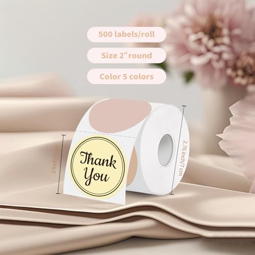 2 inch Round Thermal Label,Morandi Circle Thermal Sticker Labels for Business and Home,Direct Thermal Printer Label for DIY Logo Design,Thanks Card,500 Labels/1 Roll - color: Morandi Gradient, size: 2 inch