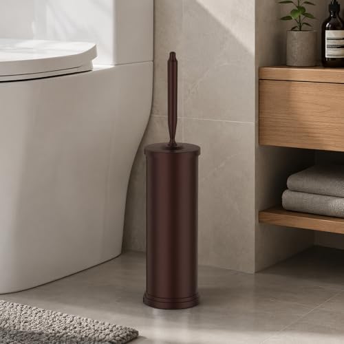 Stainless Steel Toilet Bowl Brush and Holder Set Scrubber Bronze Brown - color: Bronze