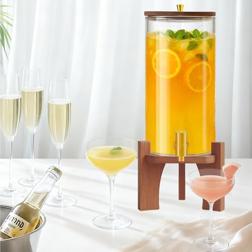 1.5 Gallon Glass Drink Dispenserfor Parties, Beverage Dispenser with Stand - color: Round Stand