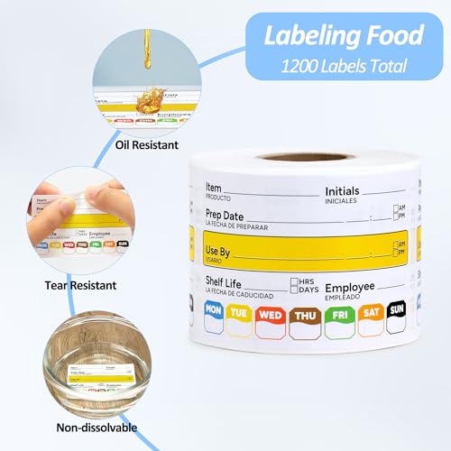 Restaurant Quality Shelf Life Food Rotation Labels Vinyl, 2” x 3” Self-Adhesive Removable Freezer Food Label, Perfect for Reusable Containers, Easy to Remove, Food Safety Date Sticker (4 Pc) - style: 4 Pc