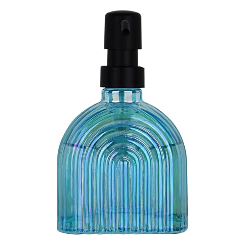 Glass Kitchen Soap Dispenser Bathroom, 9 Oz, Refillable Liquid Modern Soap Dispenser for Hand Soap, Lotion Dispensers Bottle - Home, Commercial Countertop Decor. (Baby Blue) - color: Baby Blue