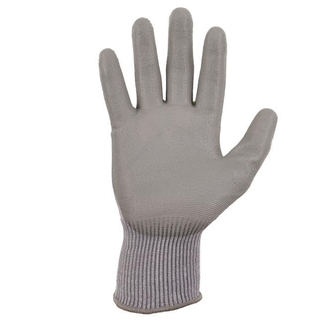 Ergodyne ProFlex 7024 Cut Resistant Work Gloves, ANSI A2, PU Coated Palms for Flexible No Slip Grip, Abrasion Resistant, 13g, Touchscreen Capable, Gray, Small - size: Small