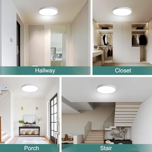 Motion Sensor Ceiling Light Wired, 9 Inch 20W LED Flush Mount - color: White, size: 9 inch 1 pack