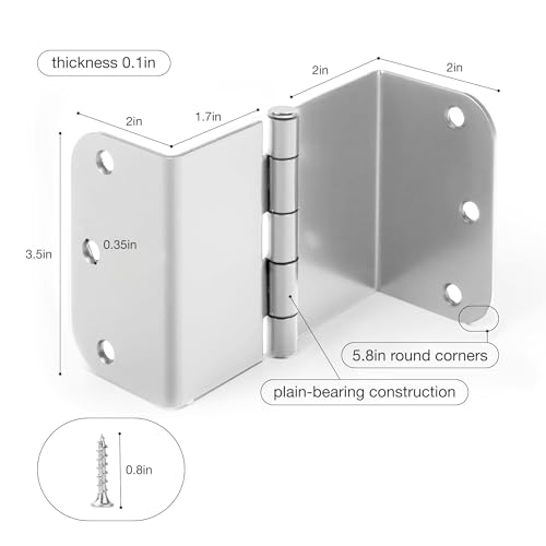 3-Pack Offset Door Hinges, Brushed Nickel Door Hinges 3.5 Inch 5/8" Radius Corner for Handicap, Swing Clear for Exterior & Interior with Wall Handle Stopper & Grease, Heavy Duty Hardware
