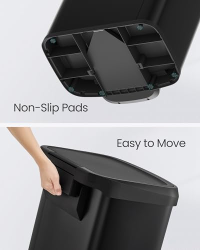 SONGMICS Kitchen Trash Can, 21 Gallon (80 L) Stainless Steel Garbage Can, with Stay-Open Lid and Step-on Pedal, Soft Closure, Tall, Large and Space-Saving, Black ULTB534B01 - color: Black, style: 21 Gallons