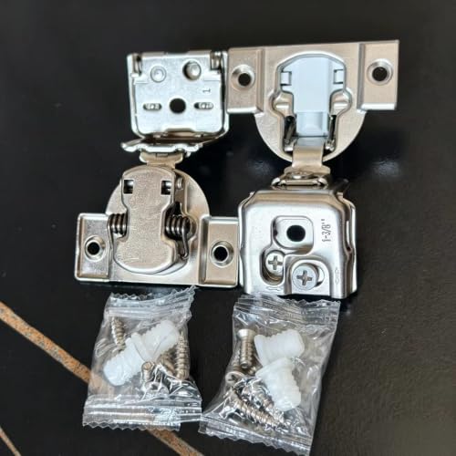 Soft‑Close 1-3/8" Overlay Cabinet Hinges, 105 Degree 3D Adjustable Concealed Hinges, Satin Nickel Finish, for Face Frame Kitchen Cabinet Doors, 2‑Pack (1 Pair) - size: 1-3/8inch Overlay