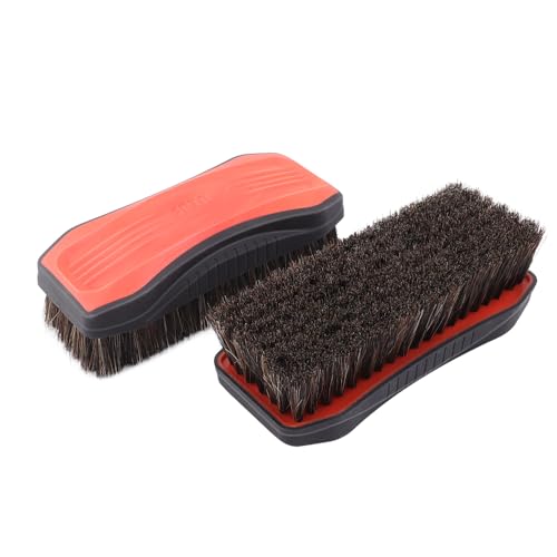 Leather Cleaner Brush, SPTA 2Pcs Fine Long Bristle Horse Hair Brush for Car Detailing,Ideal for Car Interiors,Furniture, Sneakers, Boots,and More -Safe for Natural, Synthetic, Faux, and Pleather - color: Leather Cleaner Brush