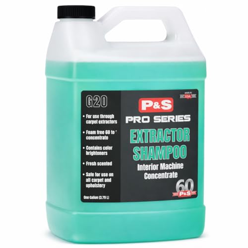 P&S Professional Detail Products Extractor Shampoo – Foam-Free Carpet & Upholstery Cleaner – 60:1 Concentrate – pH Balanced for All Materials – For Carpet Extractors – 1 Gallon