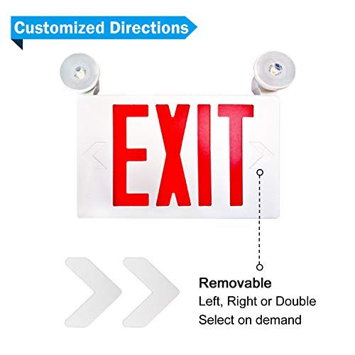 SPECTSUN 2 PACK LED Exit Sign Battery Backup-UL Certifited ,Emergency Lights and 2 Lamp Heads- Fire Exit Sign 120-22VAC Red Emergency Exit Lighting for Business/Home. - size: 2 PACK