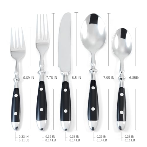 Silverware Set Black Luxury Vintage Handle 60-Piece Service for 12 - color: Black, size: 60 Pcs