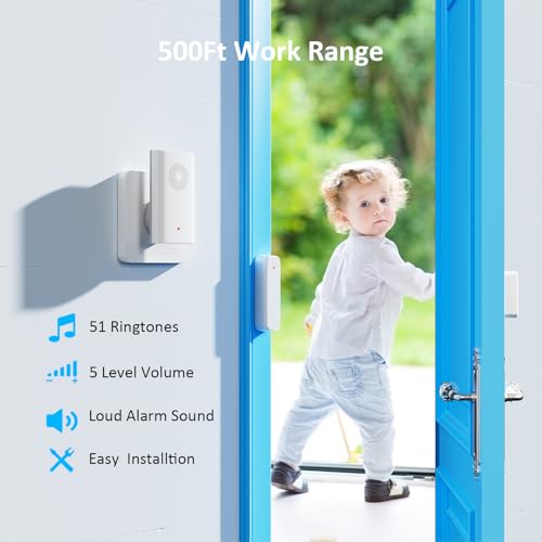 Wireless Door Chime, Door Sensor Chimes When Door Opens/Business Entering - size: 1 Receiver +2Sensor