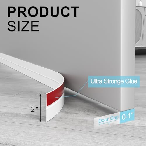 Elvone Weather Stripping Door Seal, 20ft Adhesive Silicone Strip, White - color: White, size: 20 ft x 2 in