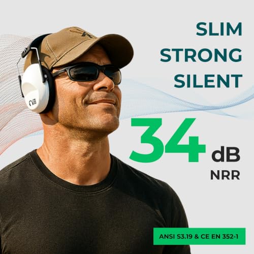 Pro For Sho 34dB NRR Hearing Protection Ear Muffs – Highest NRR Compact Design Ear Protection for Loud Events & Sensory Use - color: White, size: Standard