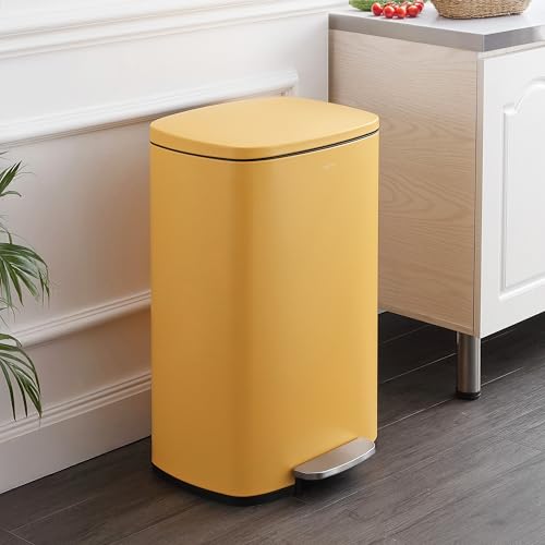 happimess Connor 2-Piece Iron Trash Can, Daffodil Yellow - color: Daffodil Yellow