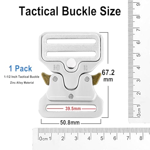1-1/2 Inch Tactical Buckle Replacement, Metal Heavy Duty Tactical Belt Buckles for Webbing Nylon Strap, Dog Collar, Harness Military Buckle Backpack Clip Hardware, Silver - color: 04(1-1/2" Silver Metal Buckle 1pcs)