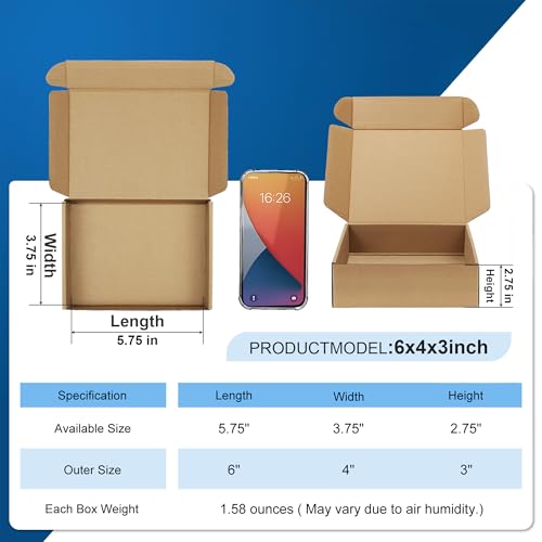 Famagic 12 Pack 6x4x3 Inch Small Shipping Boxes - Brown Corrugated Cardboard Mailer Packing Boxes for Small Business Mailing Boxes for Packaging, Bulk - color: Brown, size: 6x4x3" 12pcs