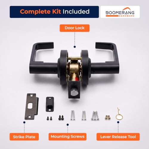Boomerang Heavy-Duty Passage/Closet Function Commercial Lever Door Lock - color: Matte Black (US19), style: Passage/Closet