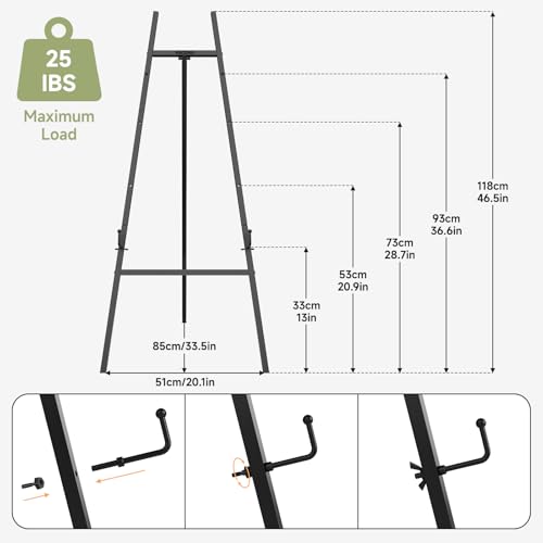 Easel Stand for Sign, Black Metal Display Easel for Wedding & Posters