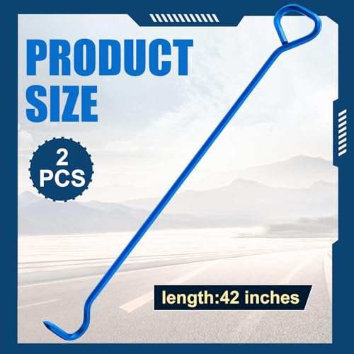 Therwen 2 Pcs 42 Inch Manhole Cover Hook Tool, 5/8" Hex Alloy Steel, Blue - color: Blue, size: 42 Inch