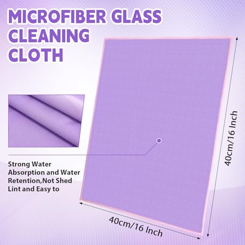Maxcheck 24 Pack Microfiber Glass Cleaning Cloths, 16" x 16", Purple - color: Purple