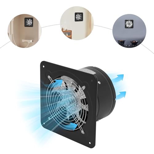 DNYSYSJ 8 Inch Through Wall Exhaust Fan, 110V 80W 2600RPM 500CFM,Side Wall Exhaust Fan 8in 7-Blade High Flow Dust Evacuation Fan for Kitchen Warehouse and Workshop - color: Black,8 in