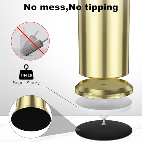 Gold Toilet Brush and Holder,Long Handled Gold Toilet Brush for Bathroom,Stainless Steel Heavy Duty Toilet Bowl Brush,Removable Inner Bowl,Deep Cleaning Dense Bristles Cleaner Brush -Space Saving - color: Gold