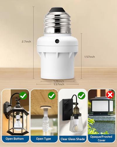 DEWENWILS 2 Pack Light Sensor Socket, Automatic Dusk to Dawn Sensor Socket - color: White