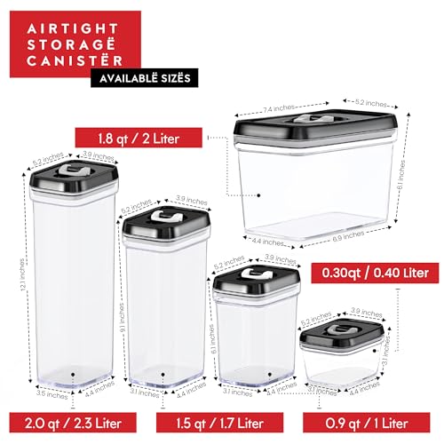 DWËLLZA KITCHEN Set of 6 Mini Airtight Food Storage Containers with Lids - Clear Plastic Small Pantry Containers for Spices, Candy, Nuts, Coffee or Tea, BPA-Free, Keeps Food Fresh & Dry - color: 05 - 0.4 liter (Set of 6)
