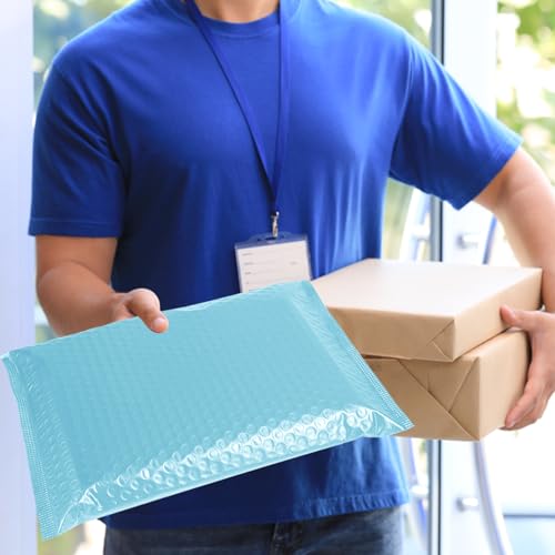 10.5x16 Poly Bubble Mailers #5 Padded Envelopes, 25Pcs Self Seal Mailing Envelopes Bubble Padded Mailers (Light Blue) - color: Light Blue, size: 10.5"x16" 25PC