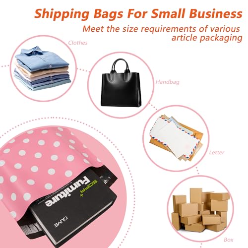 Poly Mailers 10x13 Inch, 25 Pack, Pink Polka Dot Shipping Bags - color: Pink Dots, size: 10x13 Inch 25 Pcs