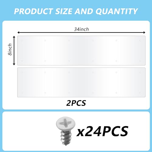 2pcs 34×8Inch Aluminum Door Kick Plates for Exterior Doors – Decorative Protection to Prevent Damage from Kicking – Stylish and Durable Door Kick Plate(White) - color: 34"x8"-2pack-White