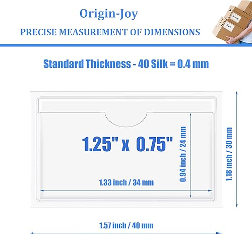 Origin-Joy 35 PCS Self Adhesive Index Card Pockets with Top Open, Clear Plastic Label Holder for Notes, Library and Business, Adhesive Label Pockets & Holder (1.25 x 0.75 inch) - size: 1.25 x 0.75 inch, style: Horizontal