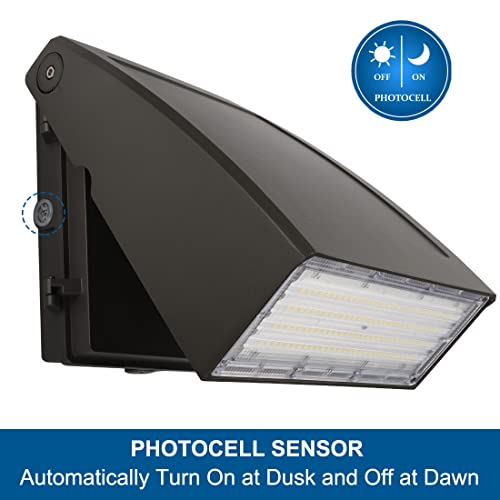 DAKASON (2 Pack) 100W LED Wall Pack, Dusk-to-Dawn Photocell, Adjustable Head, Full Cut-Off Security Light, 5000K 12000lm Replaces 300-450W HPS/HID IP65 Waterproof Outdoor Lighting Fixture, ETL Listed