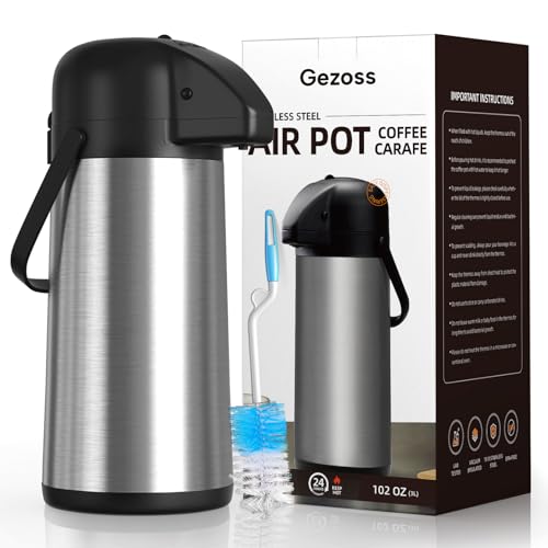 Coffee Carafe for Keeping Hot, 102OZ / 3L Airpot Coffee Dispenser with Pump - color: Stainless Steel, size: 102 Ounces