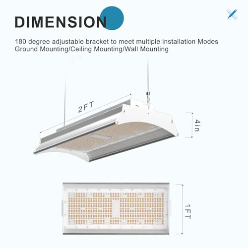 Lightdot 2FT Linear LED High Bay Shop Lights, 250W 2 Pack ETL Certified