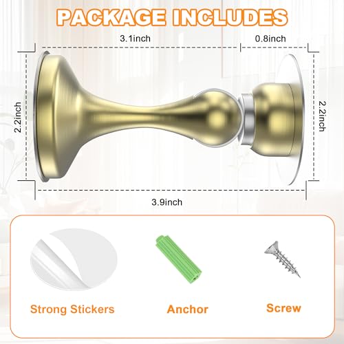 Crosize Magnetic Door Stoppers 4 Pack, Stainless Steel Door Stops, Gold - color: Gold, size: 4 Pack