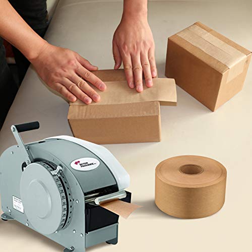 Packing Tape 2.83inch x 450 Feet Reinforced Water Activated Gummed Tape Kraft Paper Tape750(mm) 150Yard for Heavy Duty Shipping Writable Strong Adhesive Brown Carton Box for Moving and Storage