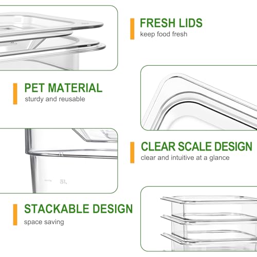 West Bay 6-Pack 1/6 Size 6''Deep NSF Polycarbonate Food Pans with Lids - color: 6" Deep 6 Pack, size: 1/6