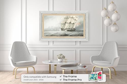 Contemporary Silver 50" Deco TV Frame for Samsung The Frame/Pro TVs - color: Silver, size: 50"