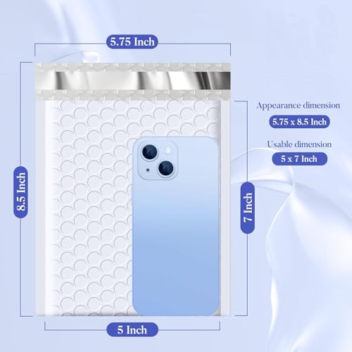 Fuxury Bubble Mailers Bulk 5x8.6" 800Pack White Waterproof Padded Envelopes - color: White, size: 5x8.6" 800PC
