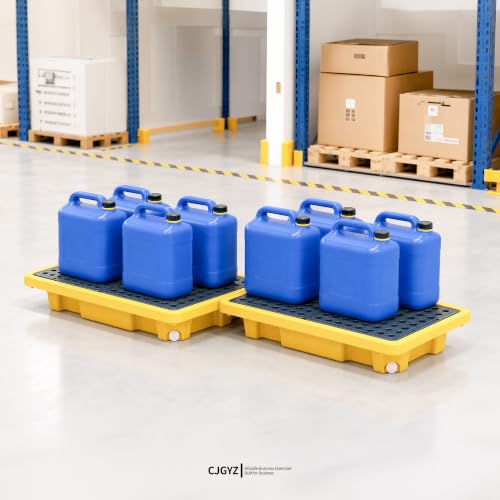 3 Set Spill Containment Pallet with Drain 26x14x4.7in 5.3Gal Capacity Spill Control for Countertop lab Chemical Containers Tabletop Garage Modular Nestable Easy (26x14x5in, 3 Pack) - size: 26x14x5in, 3 Pack