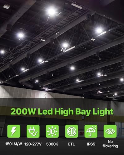 Glitgate UFO LED High Bay Lights 200W 30,000LM 100-277V 6Pack - size: 200W 6pack