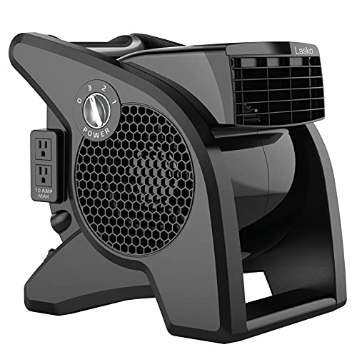 Lasko High Velocity Pivoting Blower Fans for Cooling, Ventilating and Drying, 2 AC Outlets, Circuit Breaker, 3 Speeds, Black