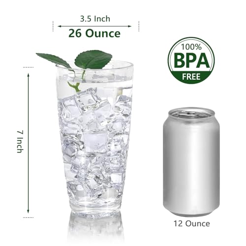 26-Ounce Plastic Tumblers (Set of 6), Reusable Plastic Mugs, BPA-Free Acrylic to Drink Mugs, Shatter Resistant, Textured Interior, Dishwasher Safe (Clear Color, 26 Ounce) - color: Clear Color, size: 26 Ounce