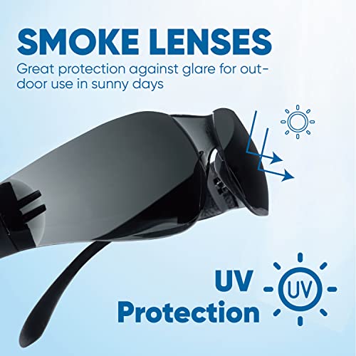 amoolo Tinted Safety Glasses, ANSI Z87.1 Impact Resistant, 24 Pack, Adult - color: Smoke, size: Adult's Size - 24 Pack